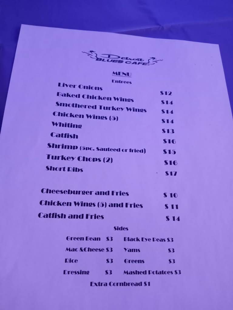 Detroit Blues Cafe Menu 2