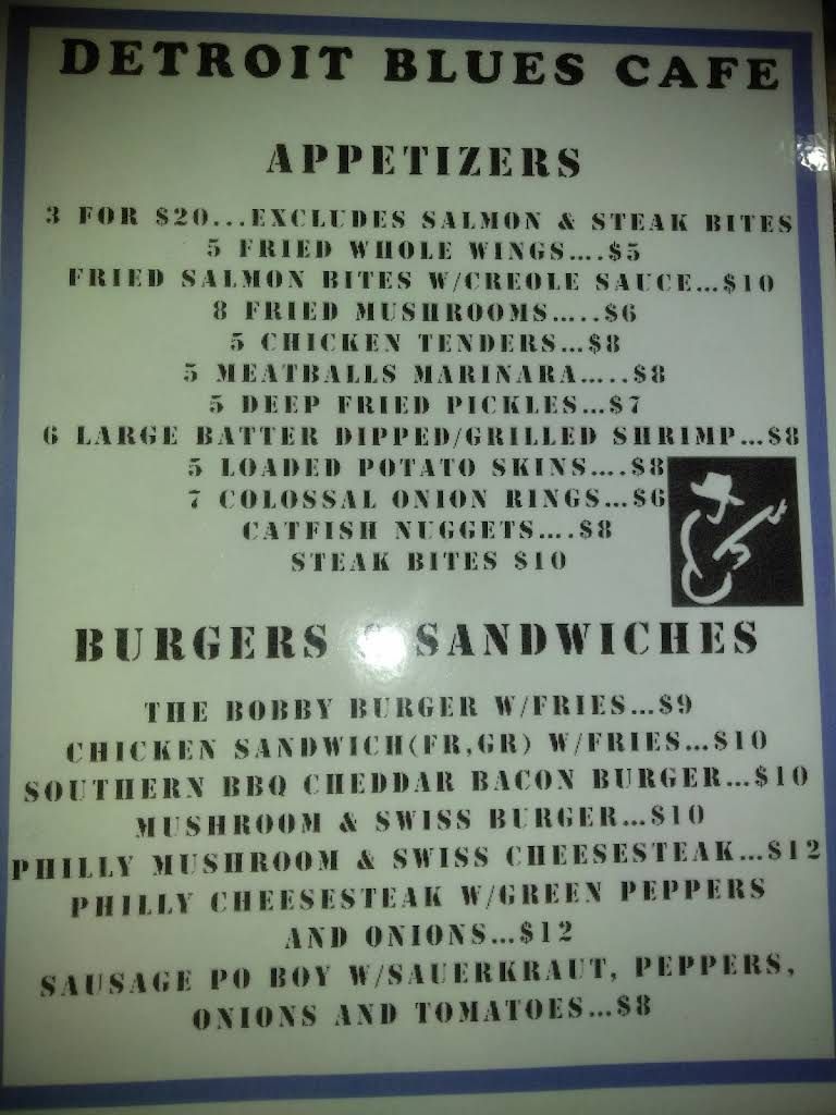 Detroit Blues Cafe Menu 6